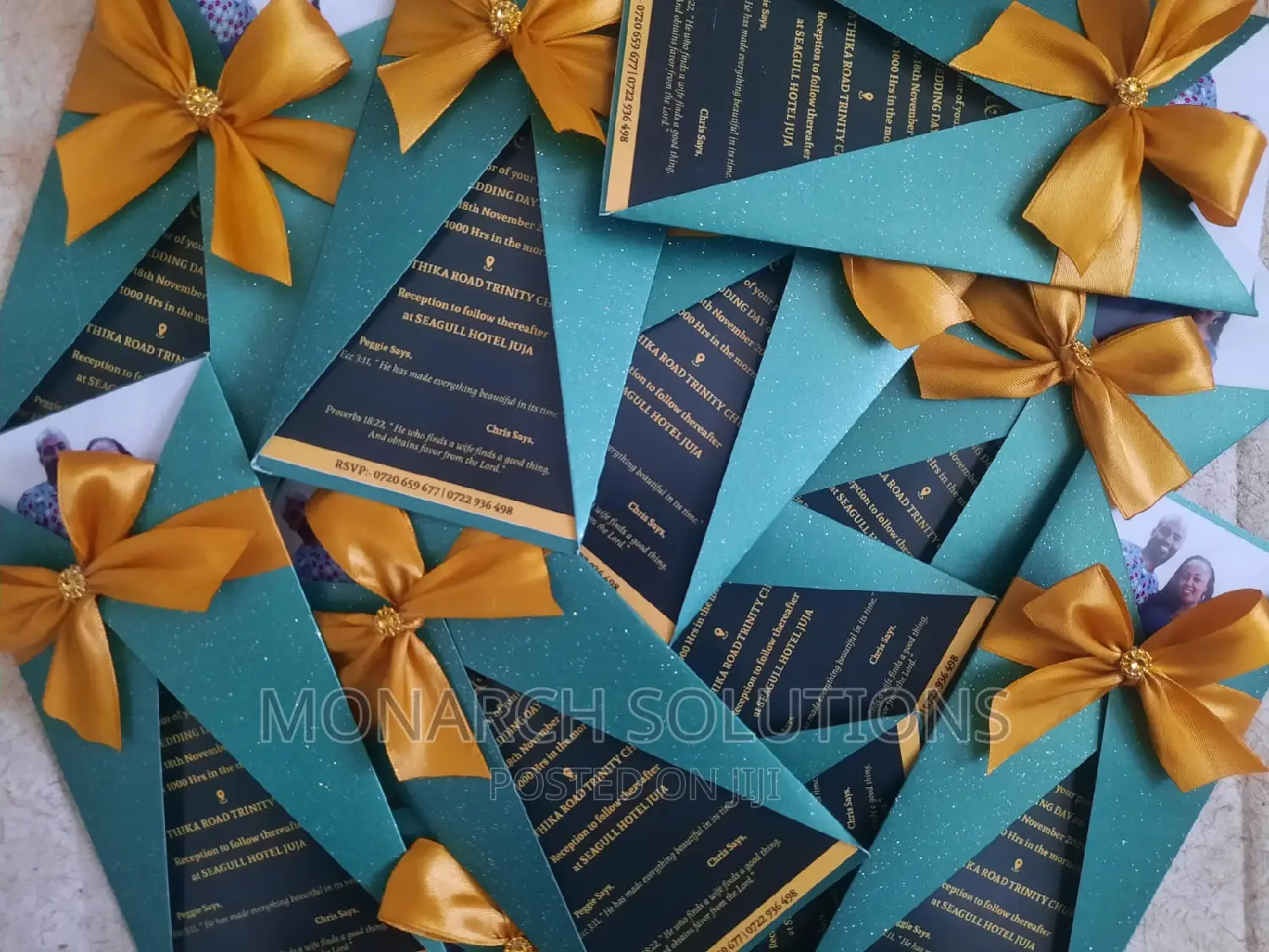 100pcs Wedding Cards. Emeral Green