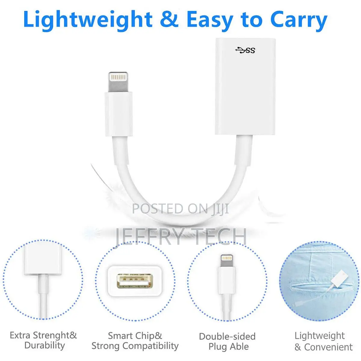 Ios OTG USB Adapter for Apple iPad 4 5 6 7, Mini 3 4 5, Air