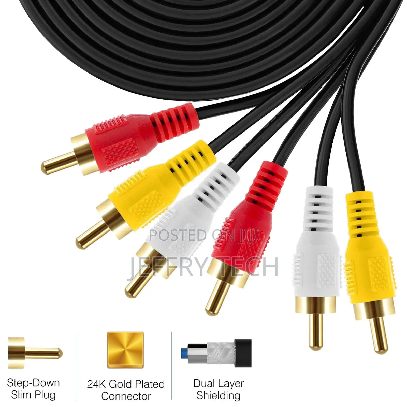 8M Triple 3 RCA Red White Yellow Composite AV Audio Vide