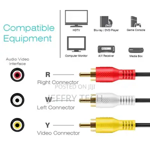 8M Triple 3 RCA Red White Yellow Composite AV Audio Vide