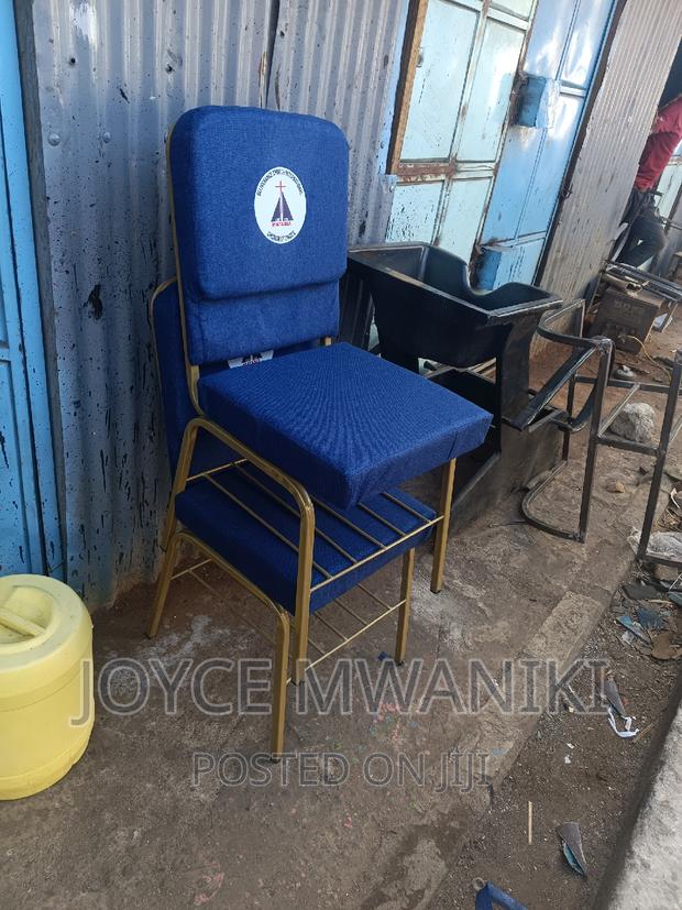 Church Chairs, Navy Blue With Logo. - thumbnail 3