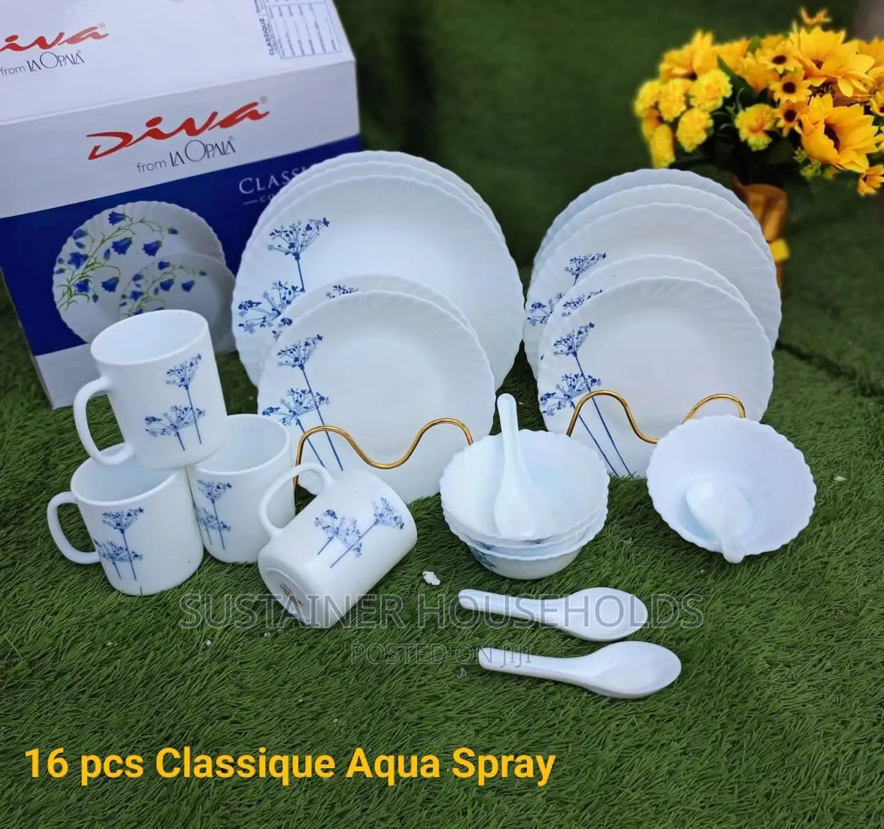 16pcs Classique Aqua Spray Dinner Sets