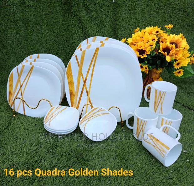 16pcs Square Quadra Golden Shades Dinner Sets