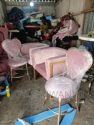 2 Styling Chairs and 2 Love Seats, Baby Pink.