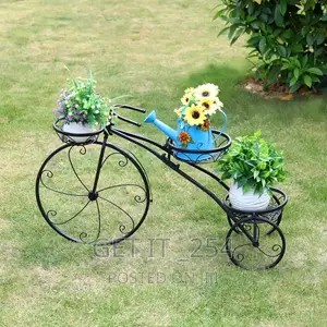 Tricycle Flower/Plant Stand White, Black