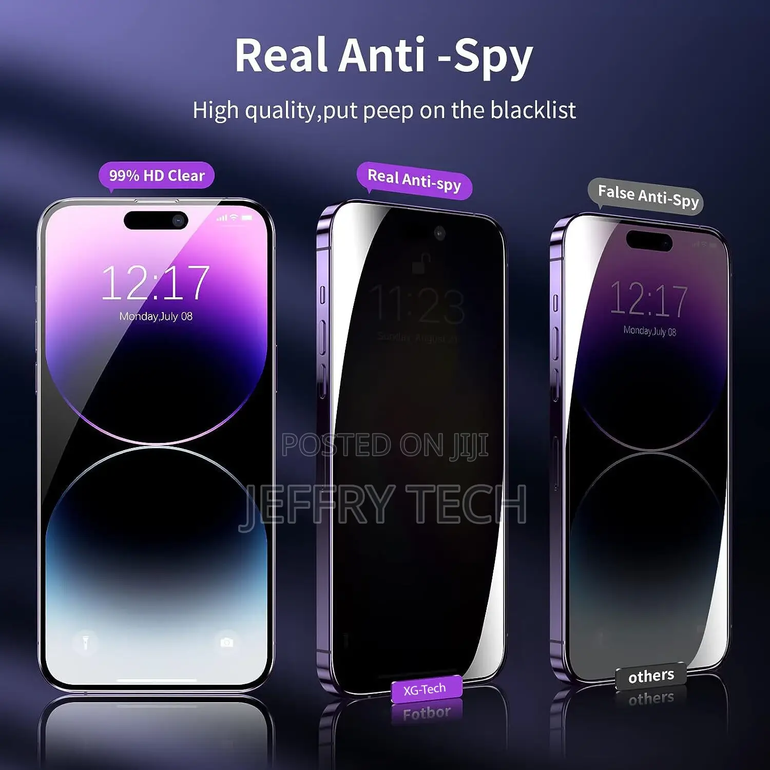 iPhone 15 14 13 12 11 Pro Max Privacy Tempered Glass Screen