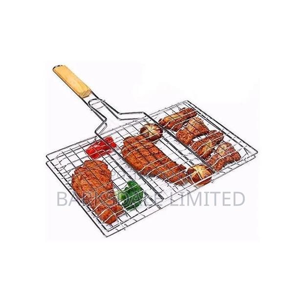 Stainless Steel LARGE BBQ Grill Basket Mesh Foldable Wire - thumbnail 3