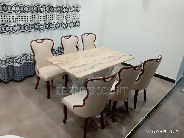 Marble Dining Table 6chairs - main view