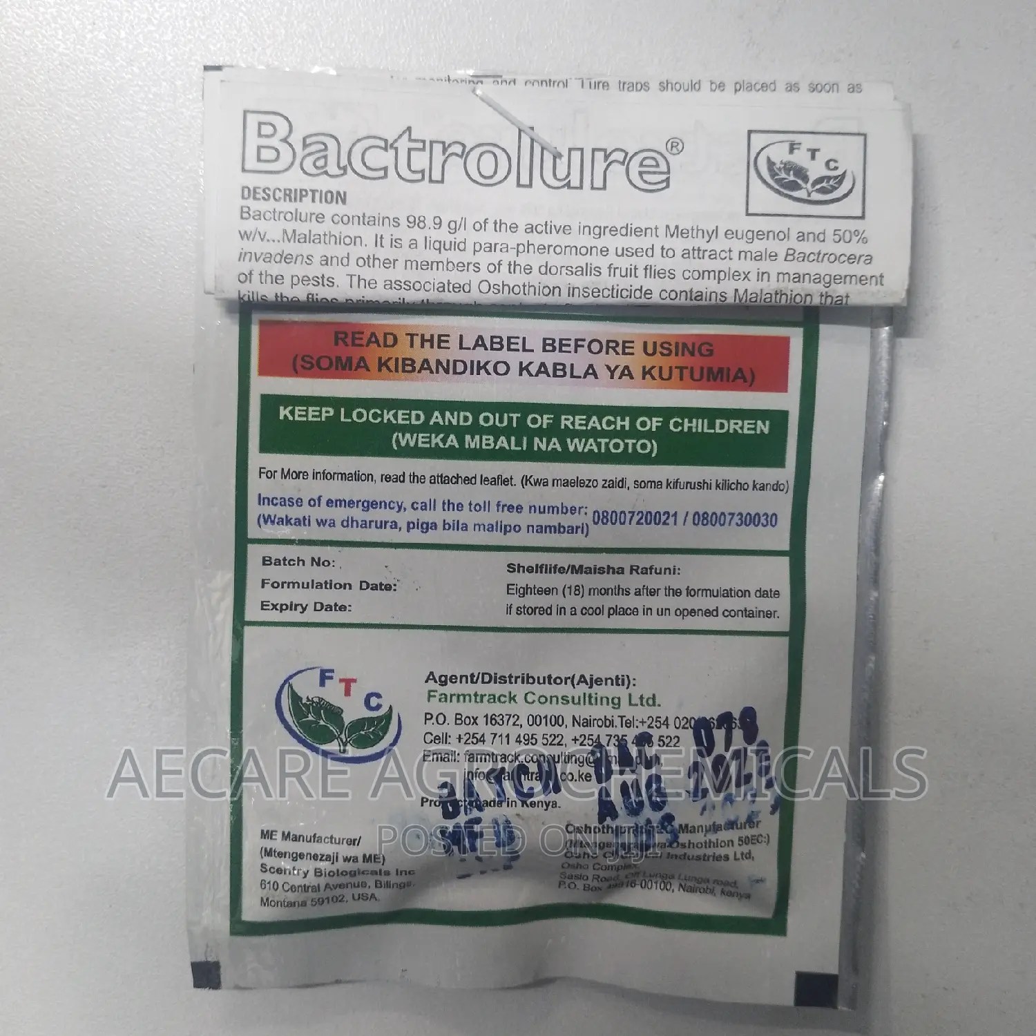 Bactrolure 98.9% Liquid 3ml Fruit Fly Attractant