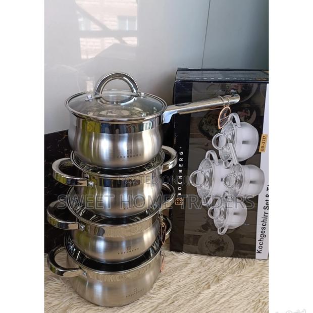 8 PCS Edenberg Stainless Sufuria - main view