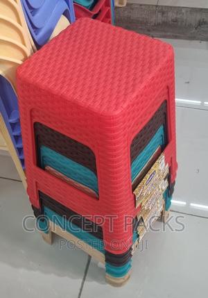 Red Kenpoly Plastic Bamboo Stool - thumbnail 2