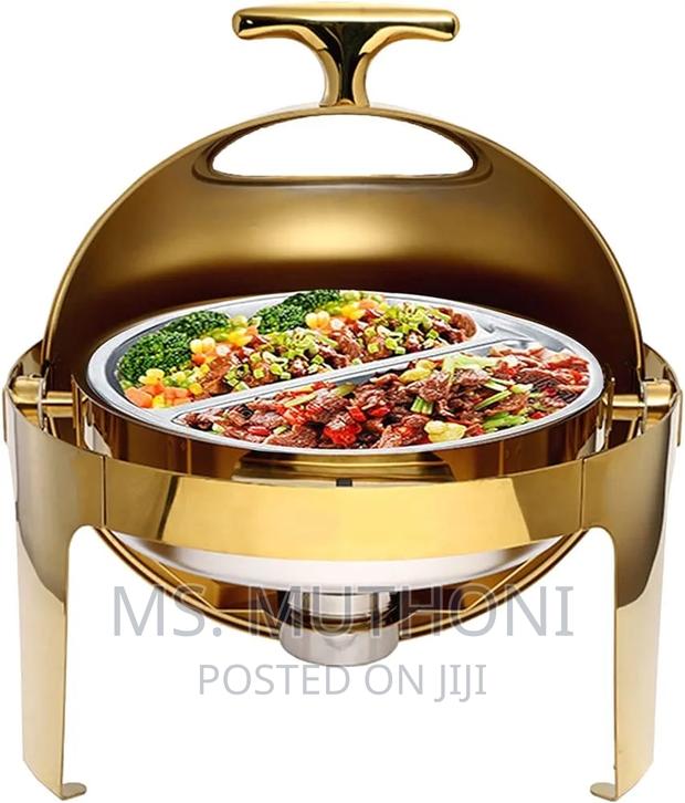 6L Executive Classy Heavy, Golden Round Roll Top Chaffing - thumbnail 3