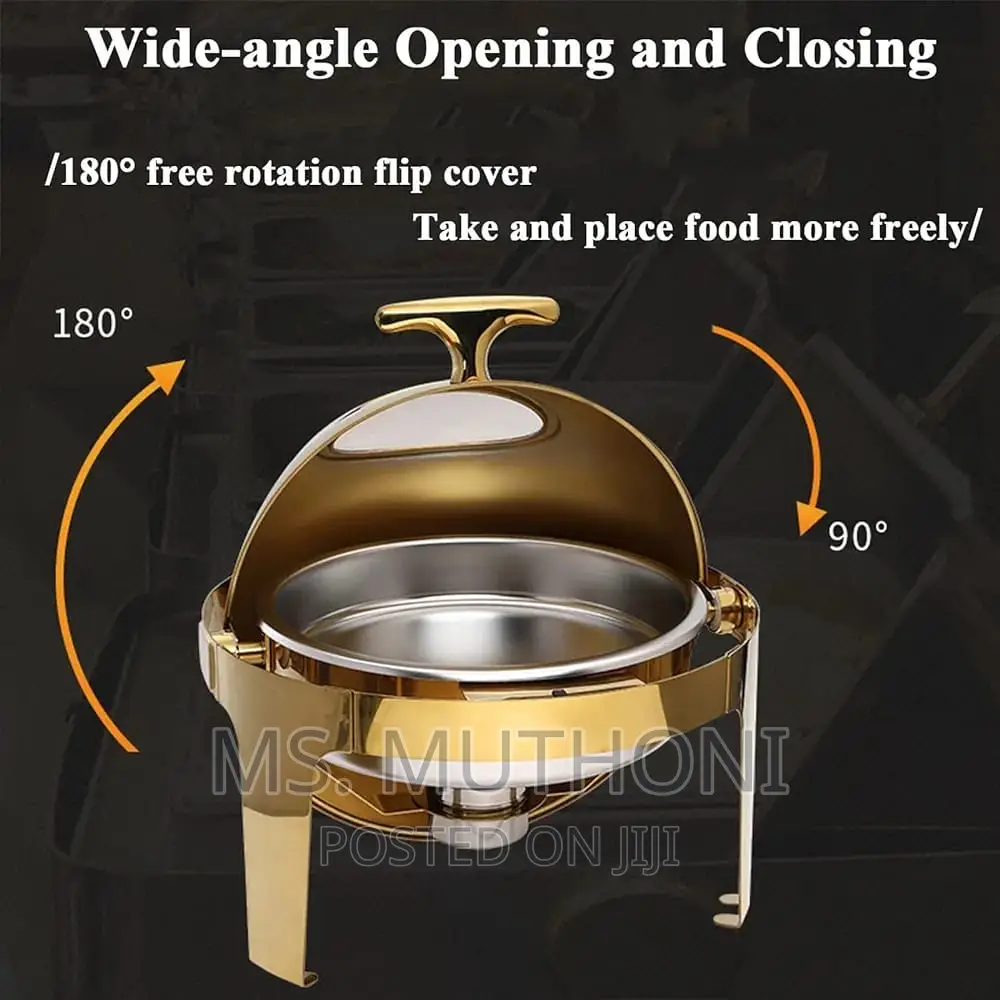 6L Executive Classy Heavy, Golden Round Roll Top Chaffing