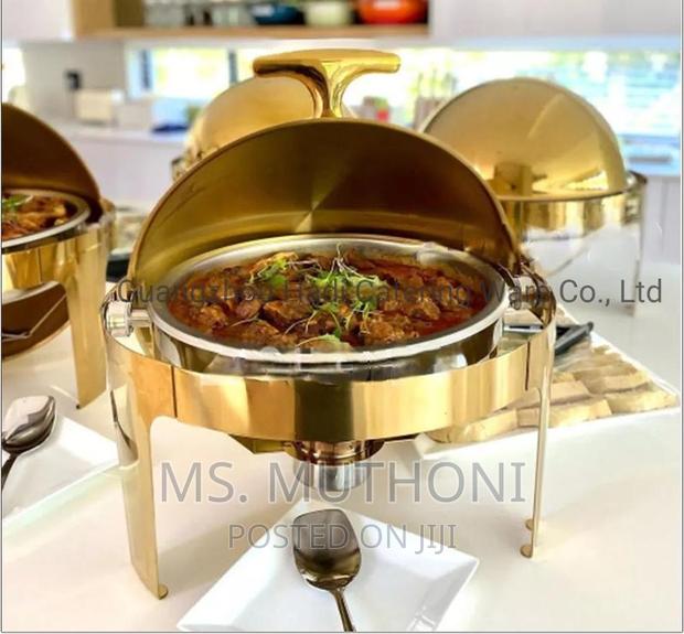 6L Executive Classy Heavy, Golden Round Roll Top Chaffing - main view