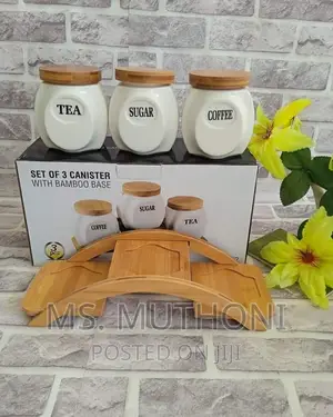 3pcs Canisters Set With Bamboo Rack