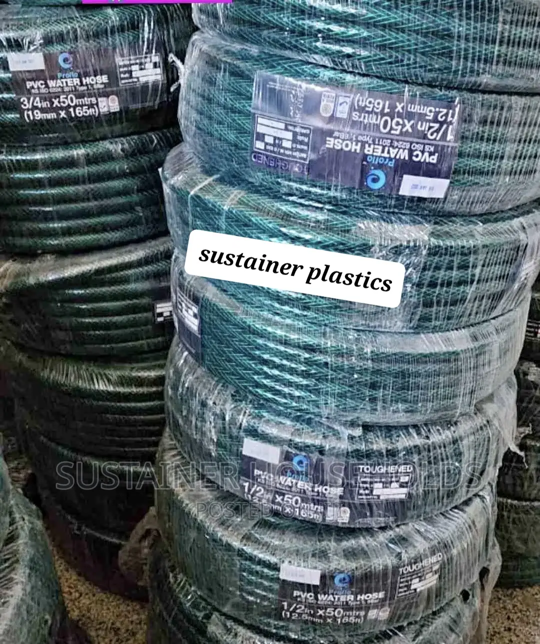 0.5 by 50m Green Braided Water Pipes