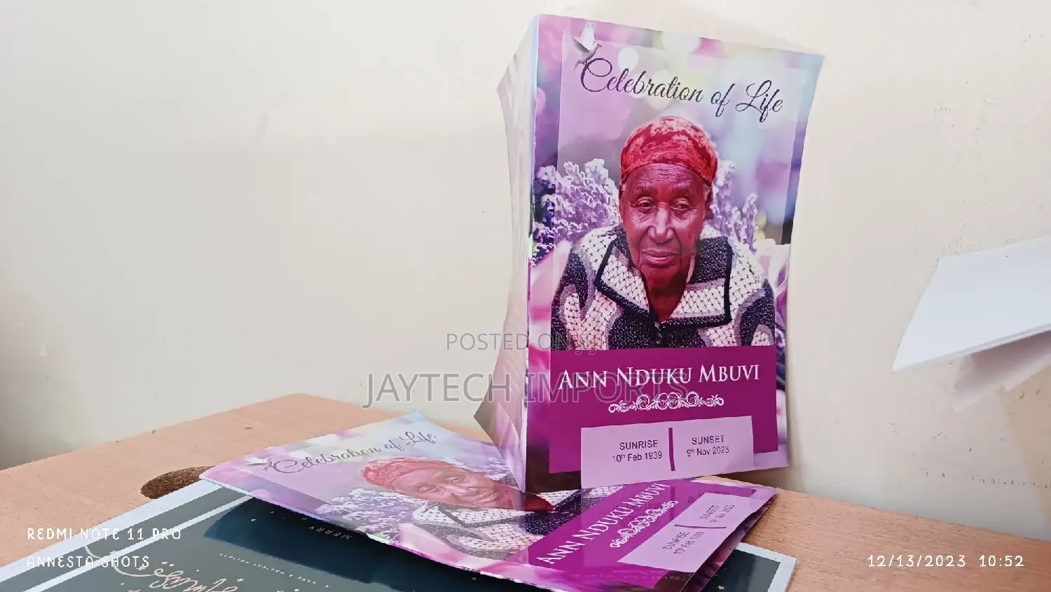 Eulogies Design, Printing and Portraits