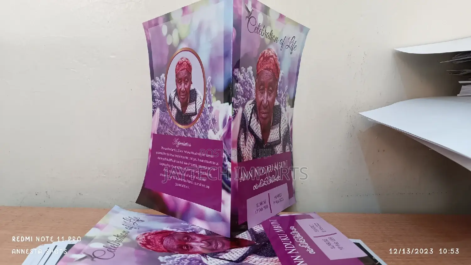 Eulogies Design, Printing and Portraits