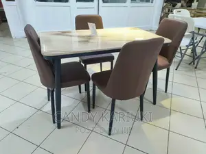 Elegant Pure Marble 4 Seater Dining Table Set