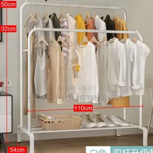 Double Pole Clothing Rack With Shoes Rack