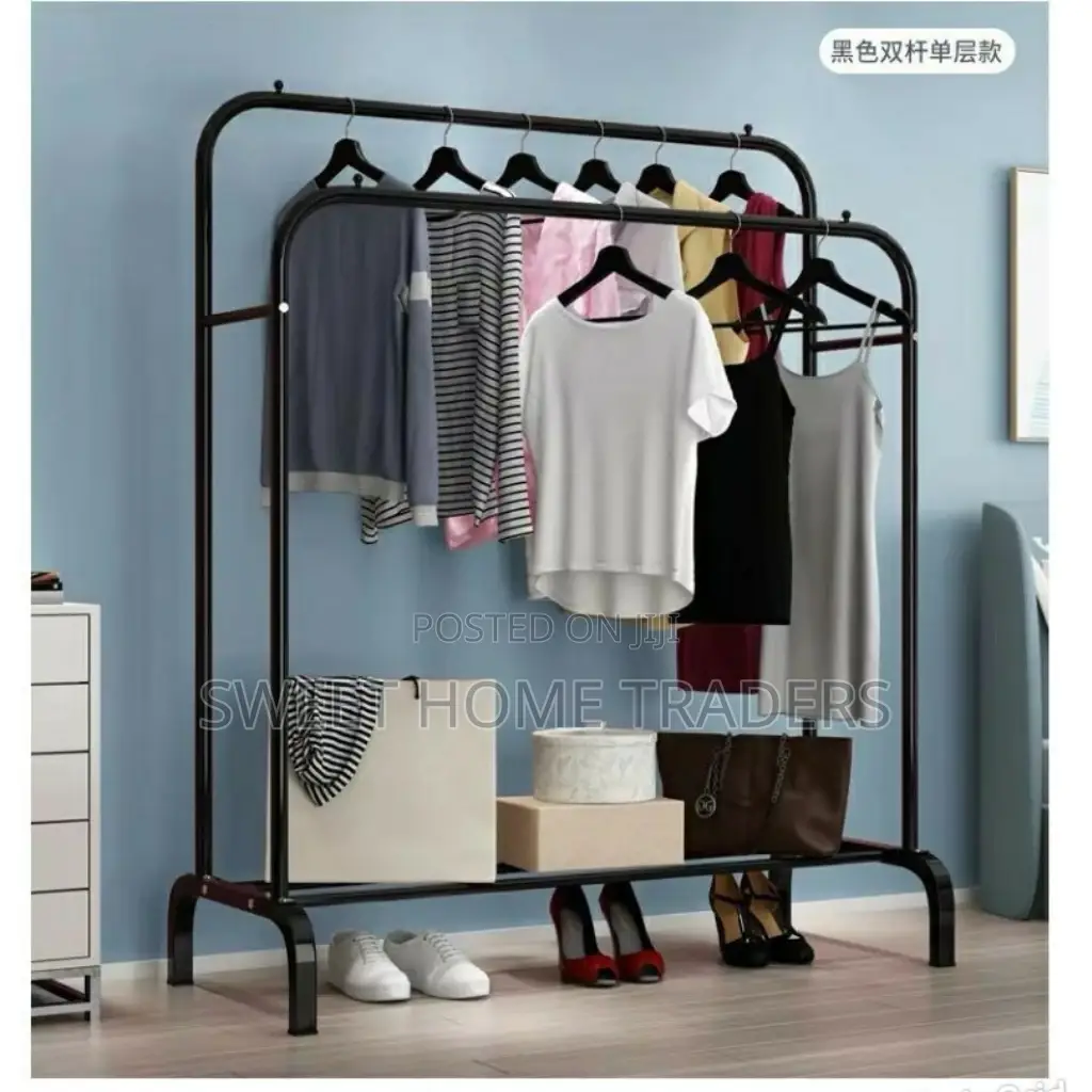 Fashion Double Pole Sided Hook Cloth Rack: