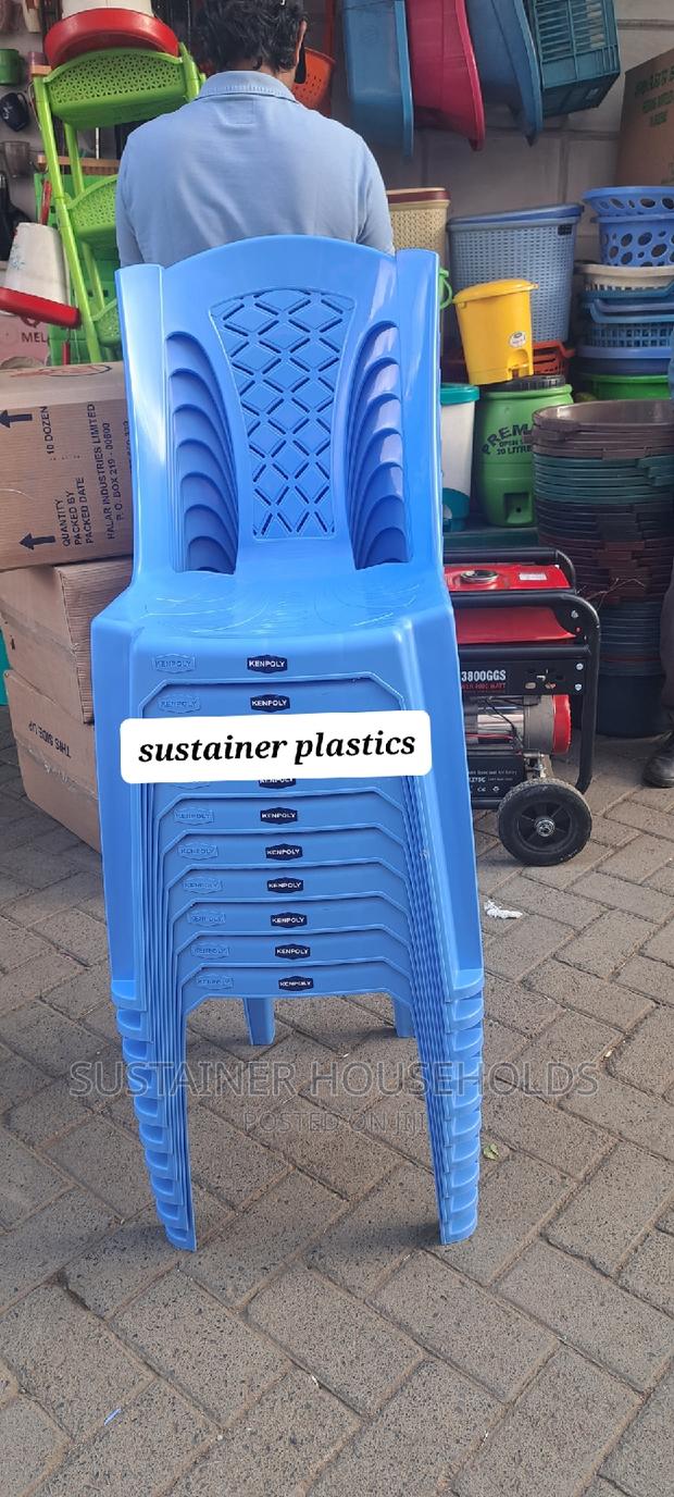 Sky Blue Armless Plastic Chairs - main view