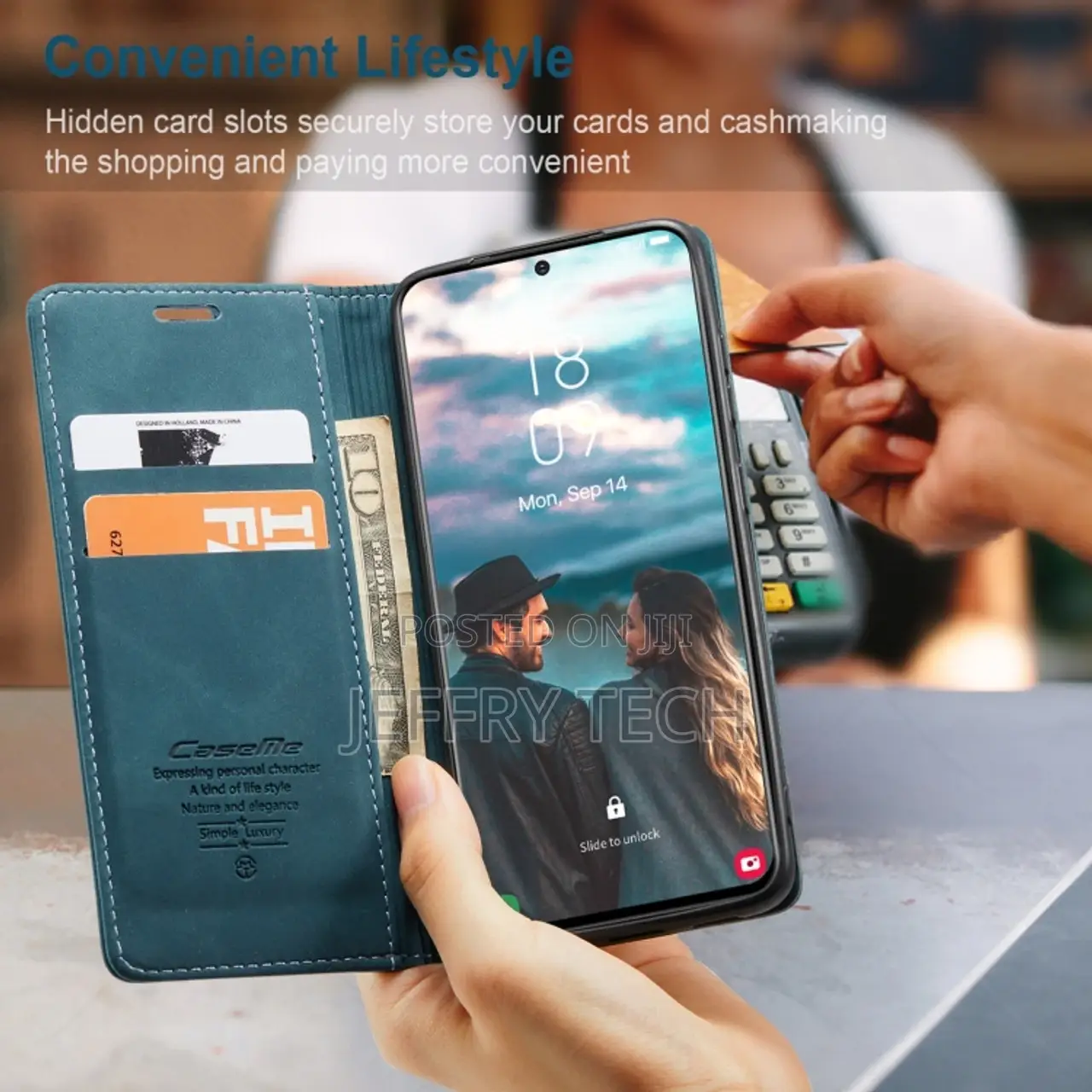 Samsung Galaxy S21 FE Flip Leather Case Card Wallet - Blue