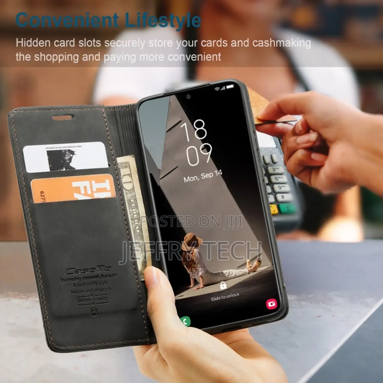 Samsung Galaxy S21 FE Flip Leather Card Slot Wallet - Black
