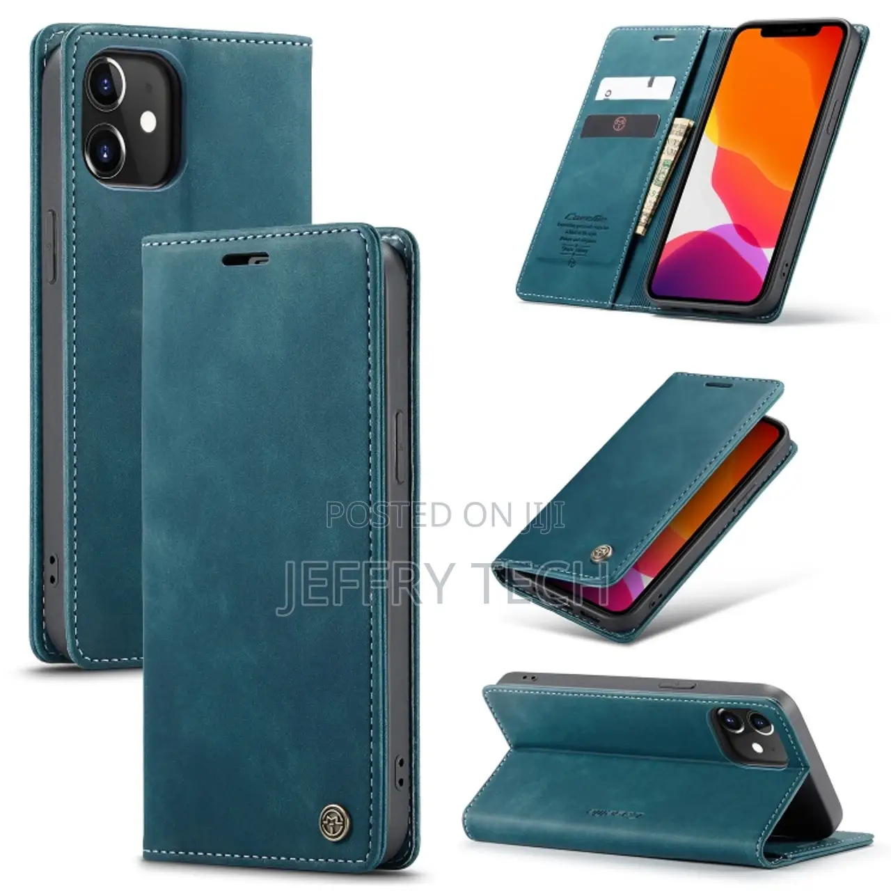 iPhone 12 / 12 Pro Flip Leather Case With Card Slot Blue