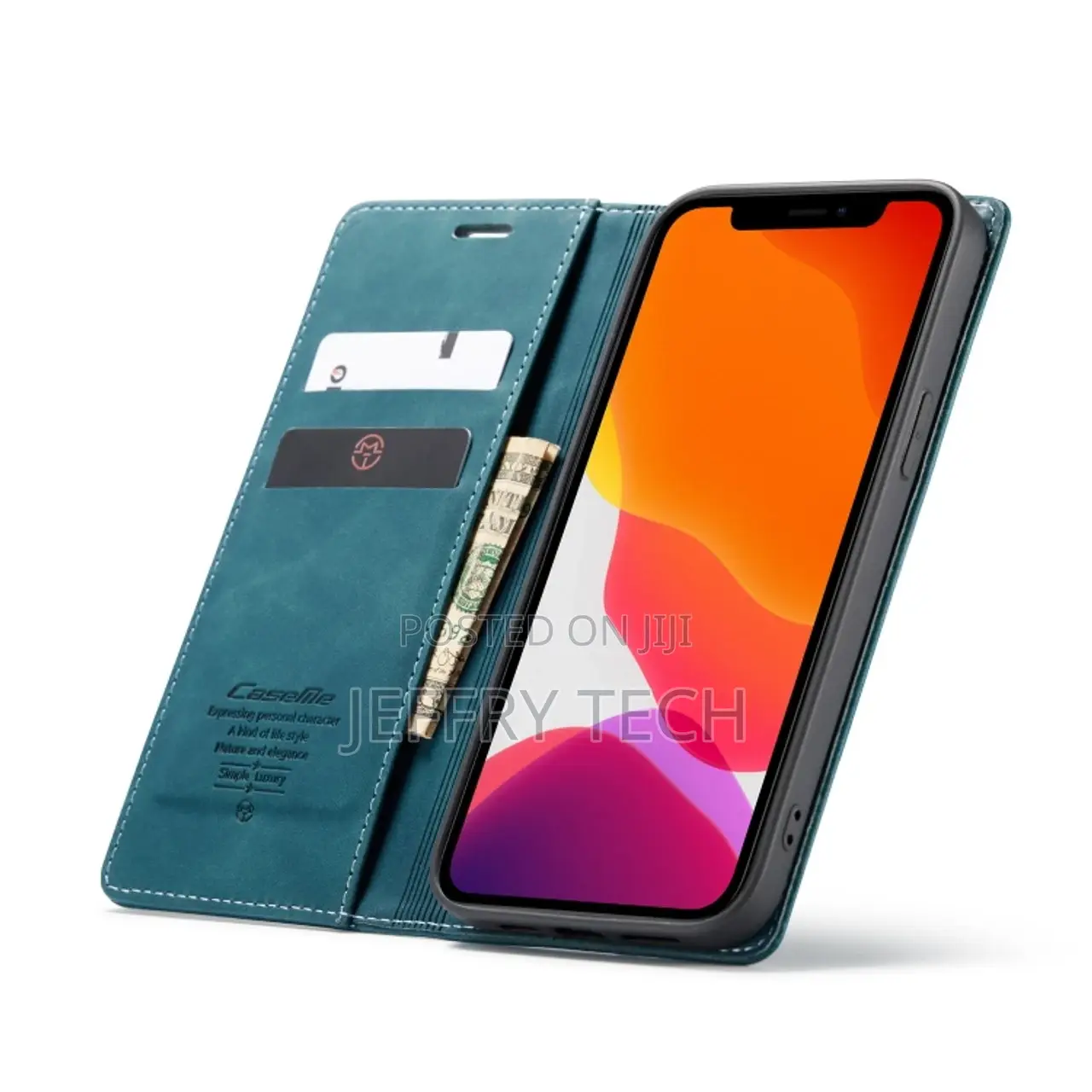 iPhone 12 / 12 Pro Flip Leather Case With Card Slot Blue