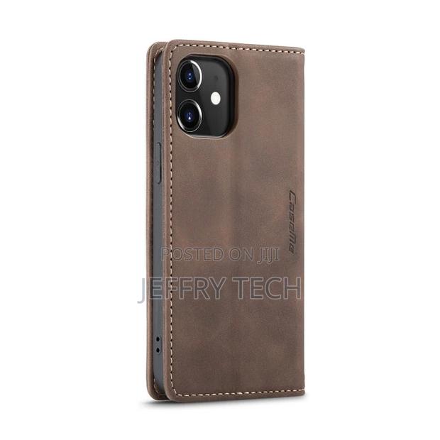 iPhone 12 / 12 Pro Flip Leather Case With Card Slot / Coffee - main view