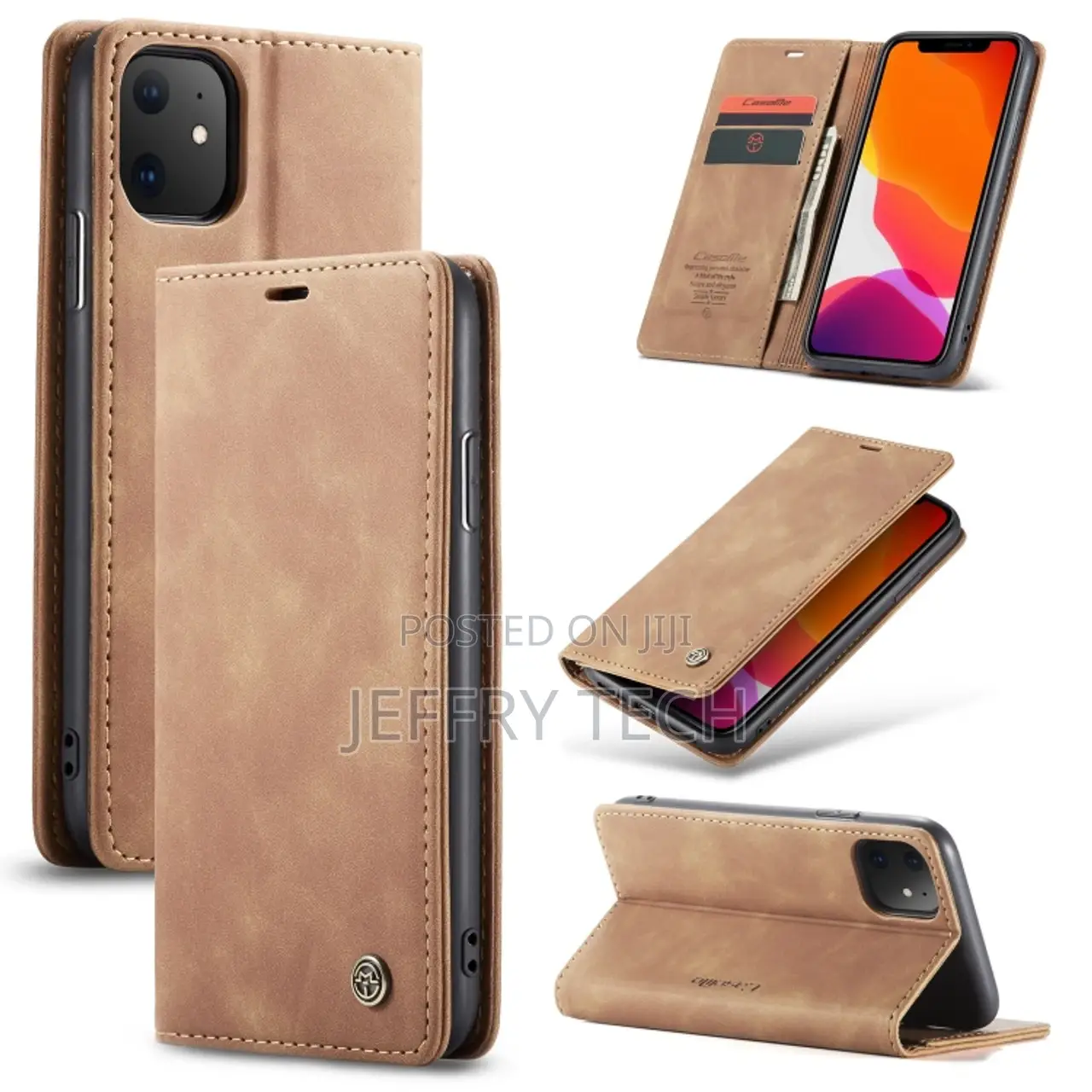 Flip Leather Case With Card Slot Wallet iPhone 11 Brown
