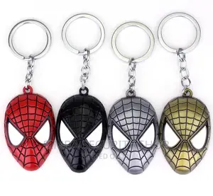 Spider Man Head Keychain Keyholder Metal Key Ring Pendant