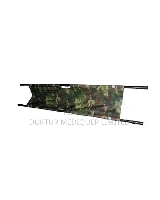 Folding Stretcher, Camouflage Fabric, Black Handle, 7.3kgs