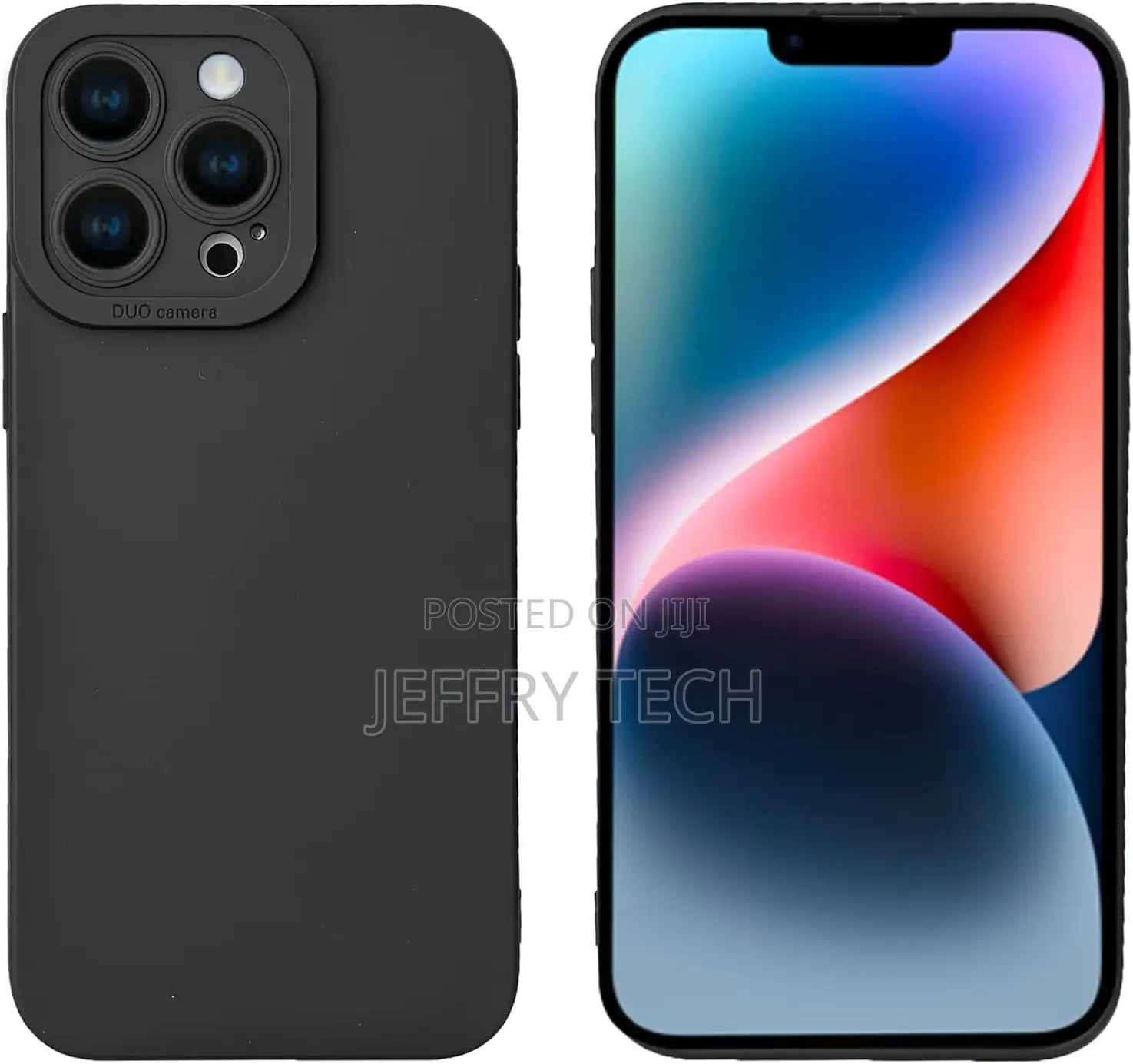For iPhone 14 Pro Case, Black Silicone TPU Rubber Back Cover