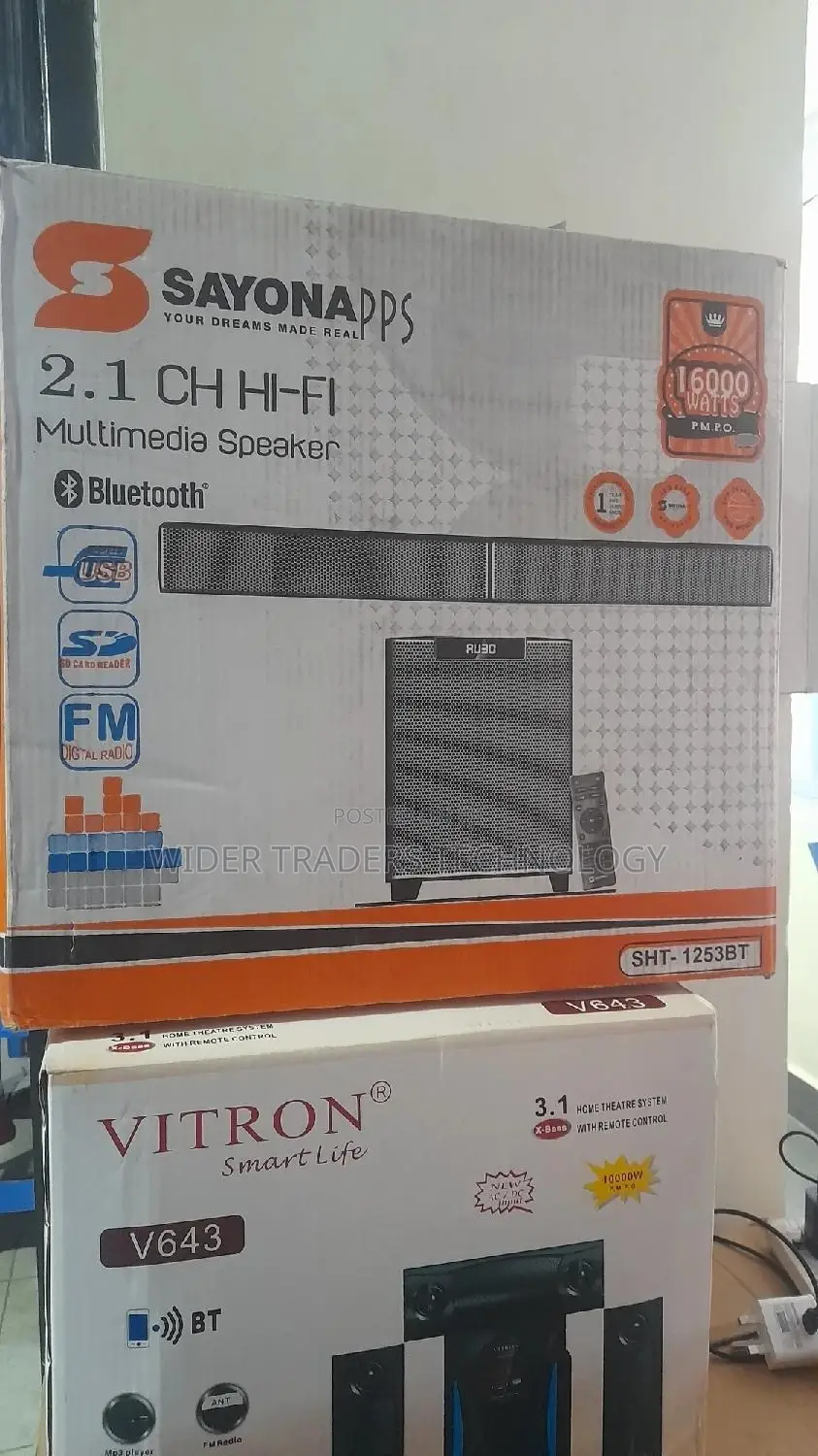 Sayona 2.1 Channel Soundbar and Subwoofer, Bluetooth, USB –