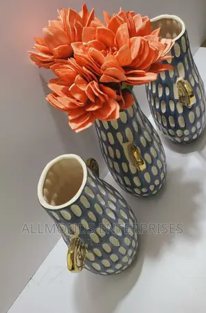 Flower Vase Cactus Like Nordic Blue Flowered.