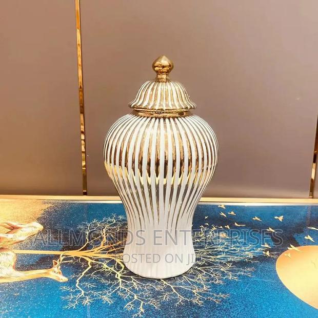 Flower Vase Ceramic Gold Plated White -Ginger - thumbnail 3