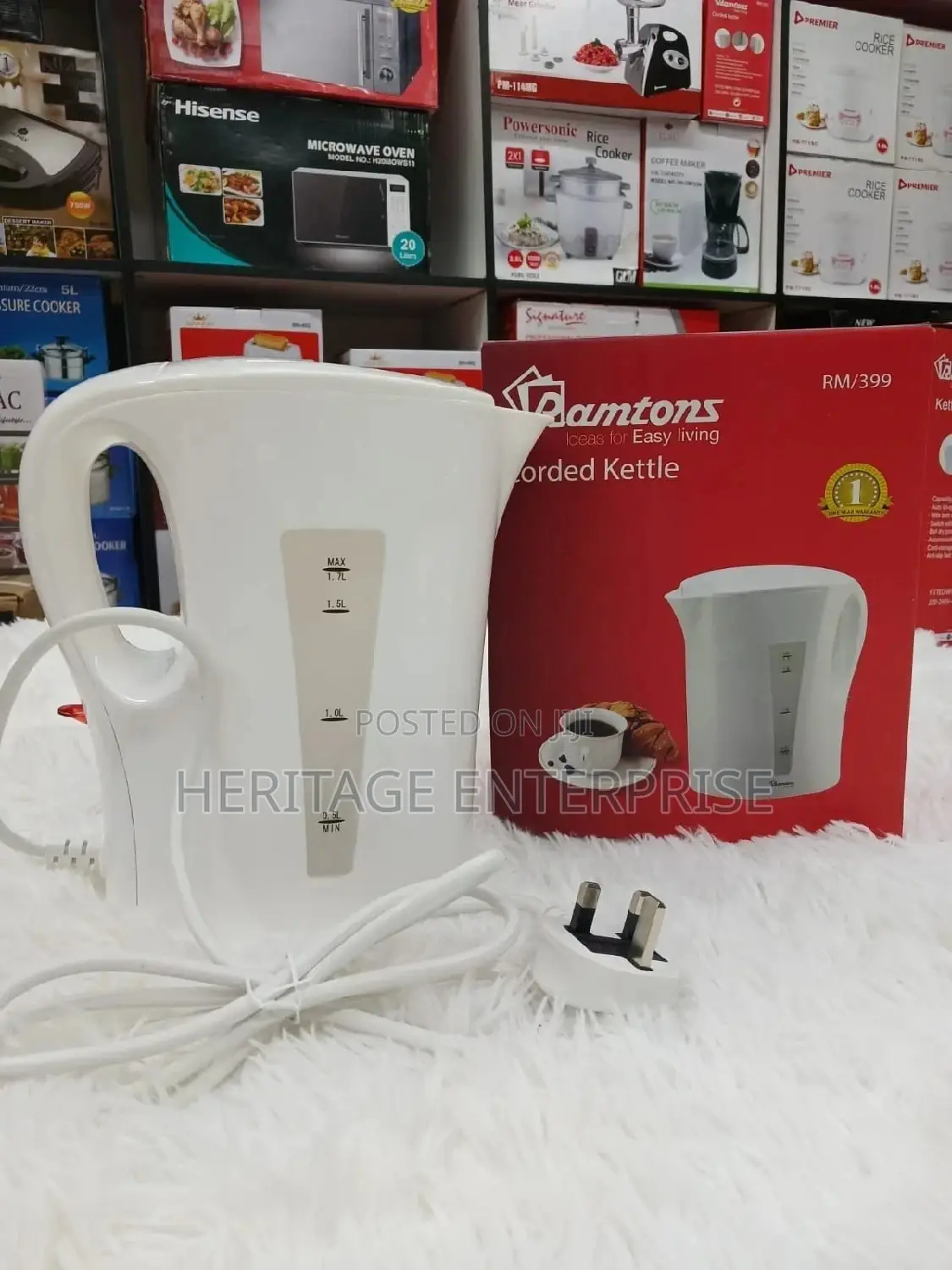 Electric Kettle -Ramtons Electric Kettle 1.7 Liters White.