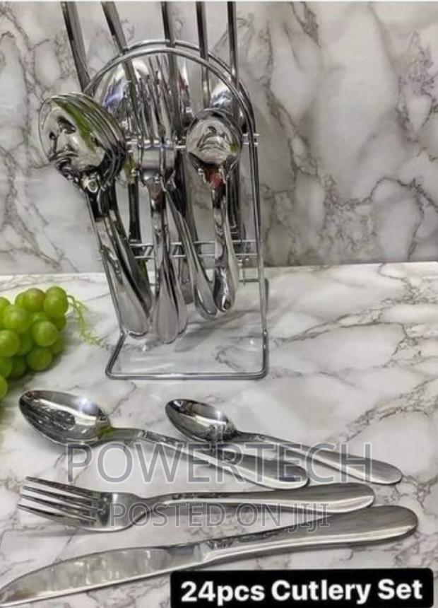 24 PCS Stainless Steel Cutlery Set Cutlery + Rack"