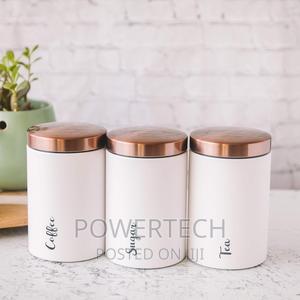3pcs Tea Sugar Canisters With Lid Kitchen Tight a-White - main view