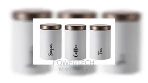 3pcs Tea Sugar Canisters With Lid Kitchen Tight a-White.