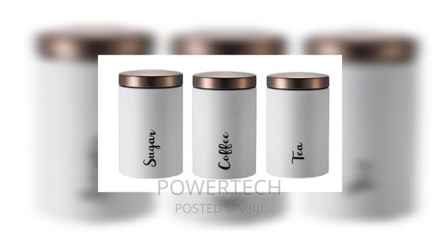 3pcs Tea Sugar Canisters With Lid Kitchen Tight a-White. - main view