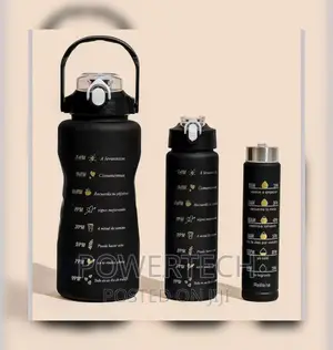 Black Themed Motivational Water Bottles 3pcs Set.