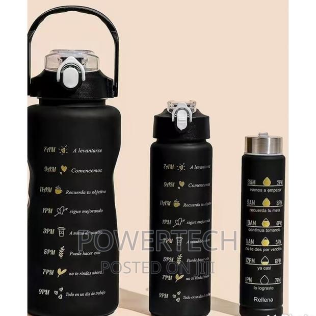 Black Themed Motivational Water Bottles 3pcs Set.