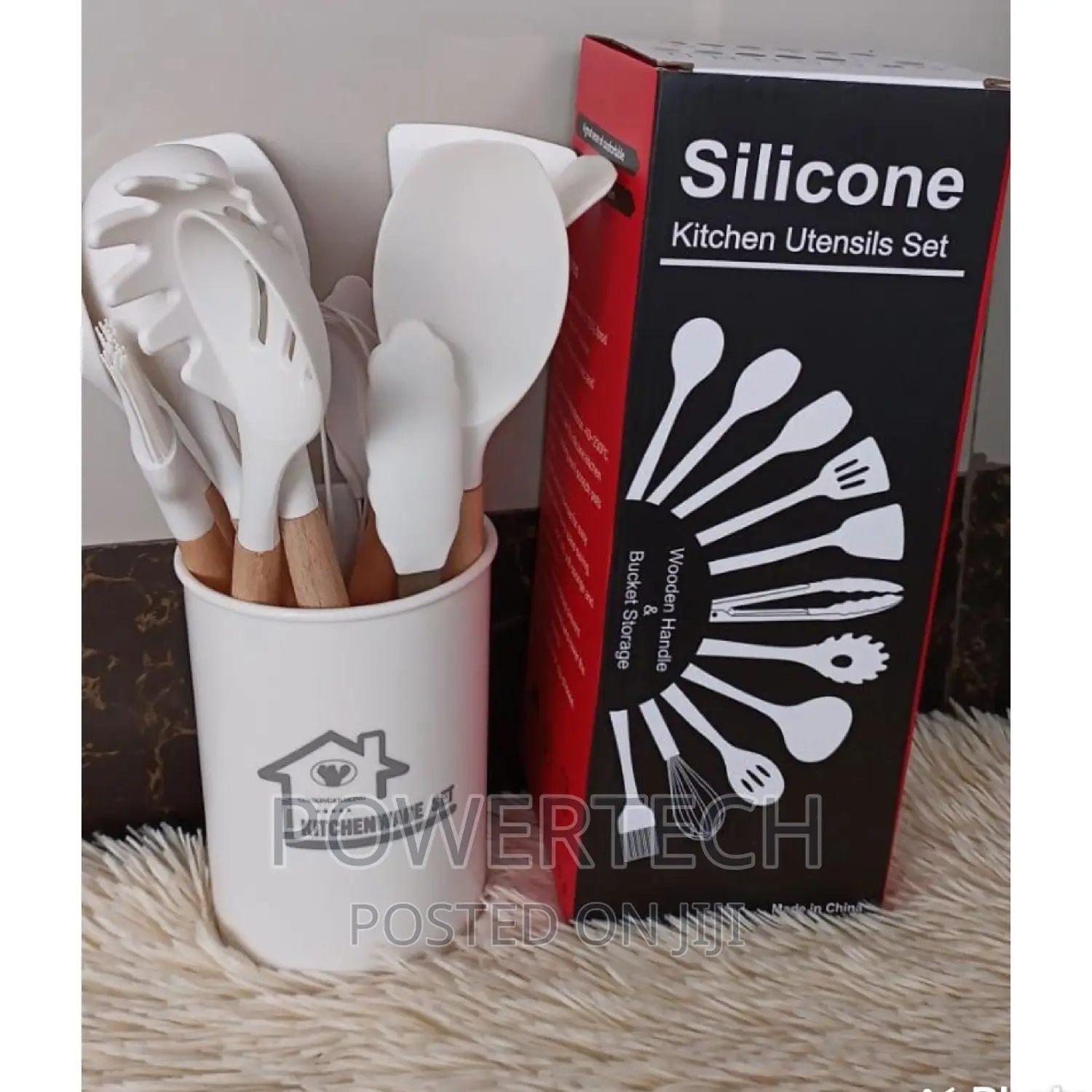 12pcs Silicone Spoon Set With a Plastic Stand"
