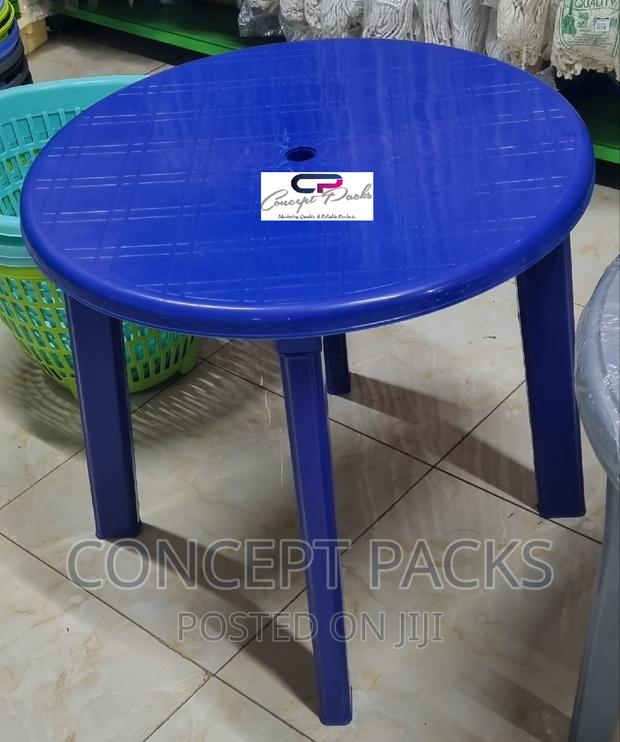 Complast Dark Blue Round Plastic Table - main view