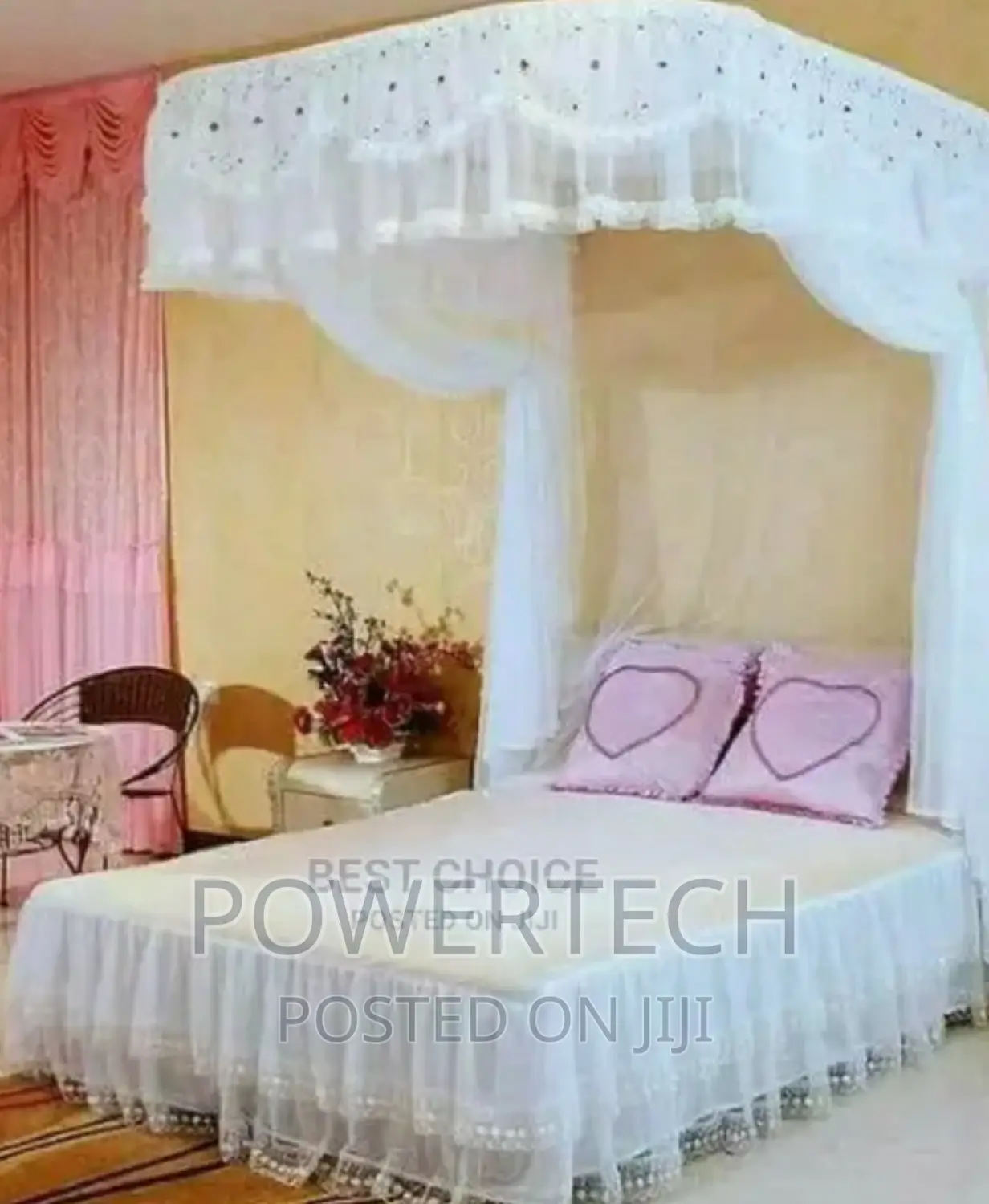 White 2 Stand Mosquito Net With Sliding Rails