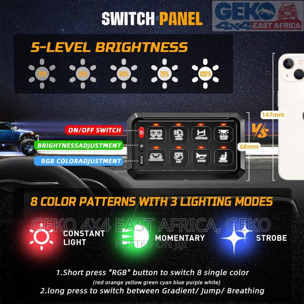 8 Gang Swith Panel, Rgb, Dimmable, Stylish - thumbnail 6