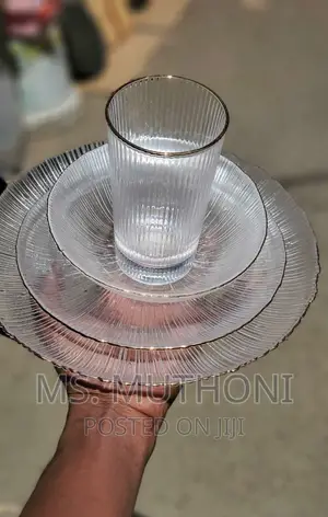 24PCS High Quality Glass Dinner Set With Gold Rim*